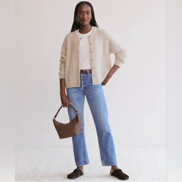 NEW Jenni Kayne Hayes Crewneck Alpaca Wool Cardigan in Sand Beige | size S - Picture 3 of 9